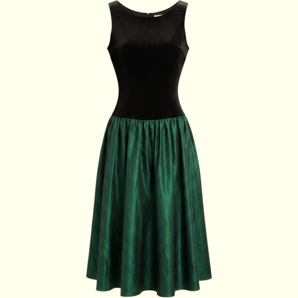 Vintage Patty O'Neil Velvet Taffeta Dress Green Size 6